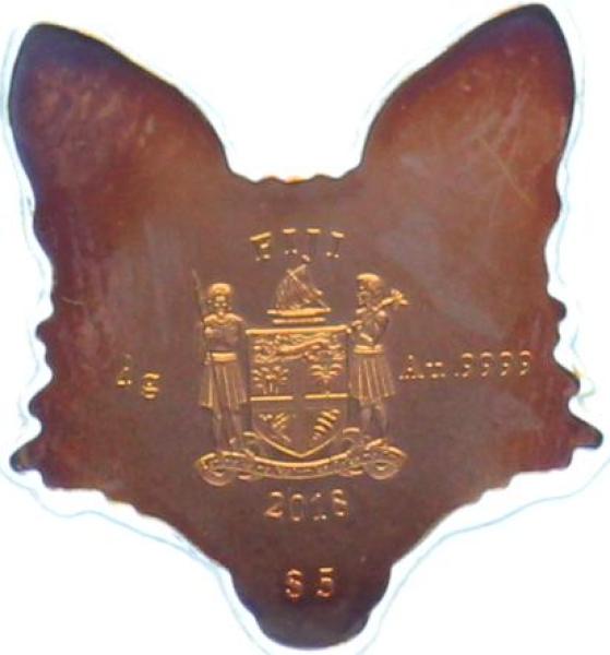 FIDSCHI FIJI 5 DOLLARS 2018 "BRILLANT ANIMAL MASK FOX - FUCHS"