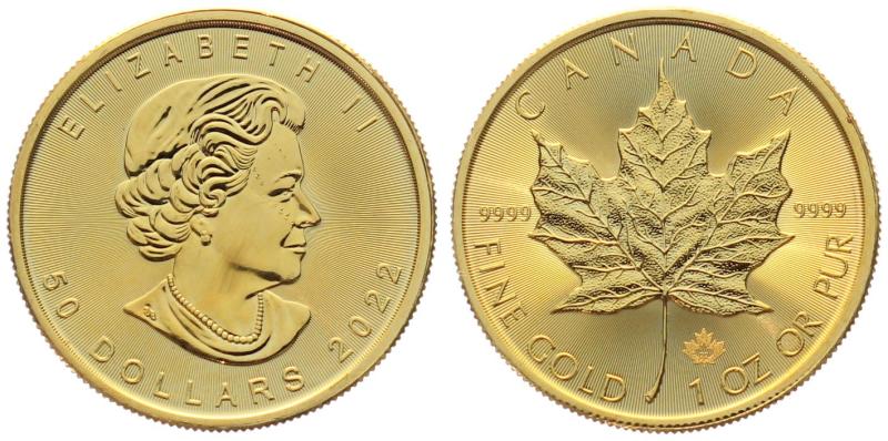 Kanada 50 Dollars 2022 - Maple Leaf - 1 Unze Feingold