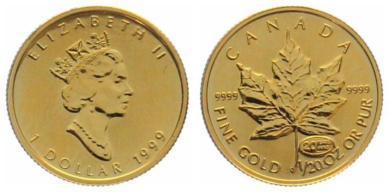Kanada 1 $ 1999 Maple Leaf - 1/20 Unze Feingold