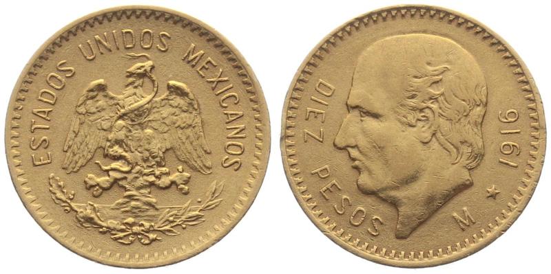 Mexiko 10 Pesos 1916 M - Hidalgo