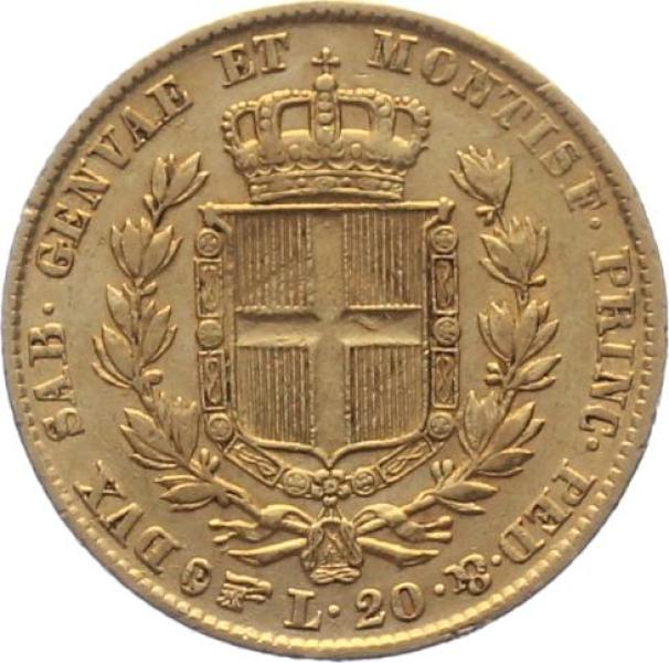 Sardinien 20 Lire 1847 - Car. Albertus