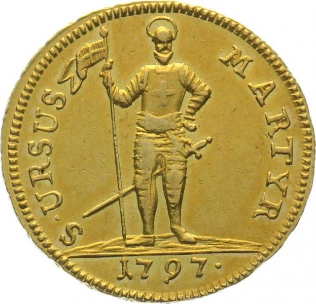 Solothurn Doppelduplone 1797 Krieger