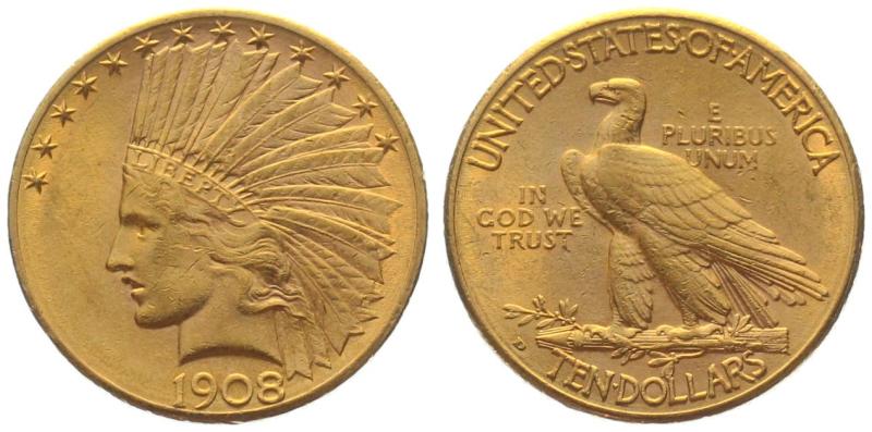 USA 10 $ 1908 D - Indianer