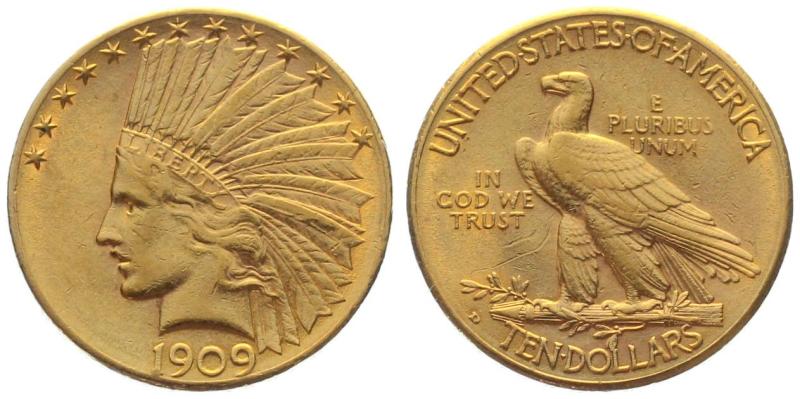 USA 10 $ 1909 D - Indianer