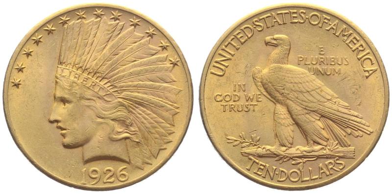 USA 10 $ 1926 o. Mzz. - Indianer