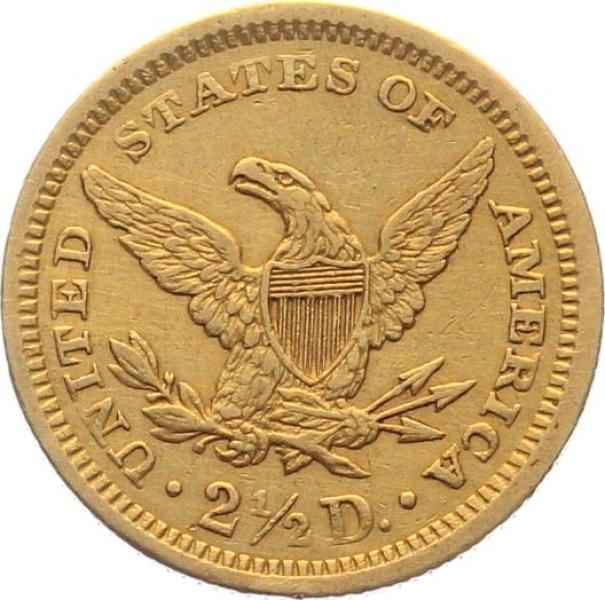 USA 2 1/2 $ 1861 o. Mzz. - Coronet Head - Bürgerkriegsjahrgang
