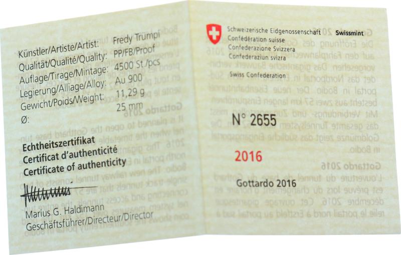 50 Franken 2016 Gottardo 2016
